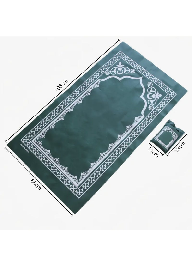 أومون سجادة الصلاة الإسلامية المحمولة ذات 12 قطعة خفيفة الوزن وسهلة الحمل مع غلاف بلاستيكي أخضر داكن، ومناسبة للسفر والعائلة والمساجد - Image 2